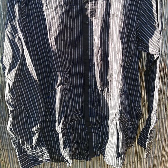 Sean John Men's Black White Striped Button Down - L - Original Fit - Picture 4 of 14